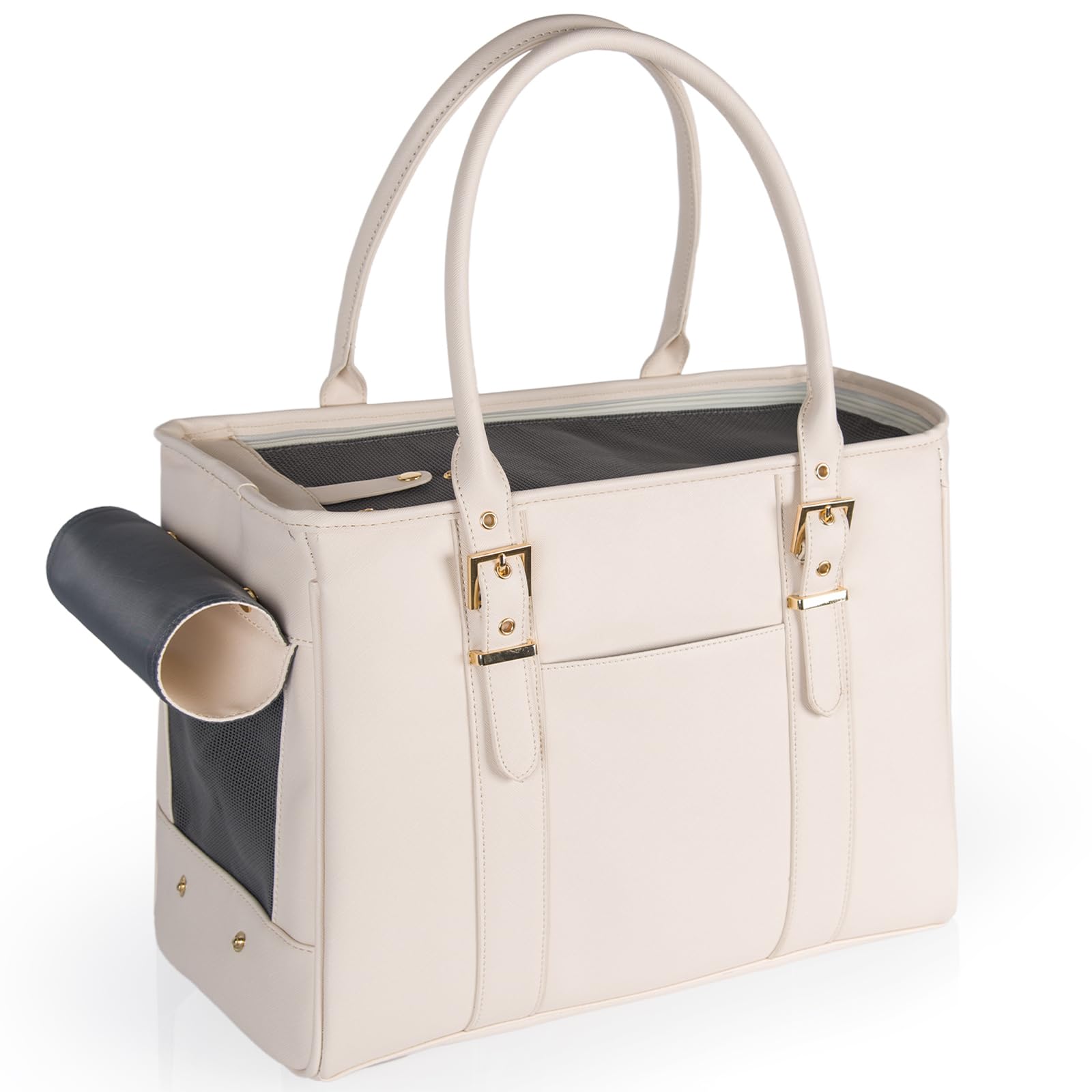 Fashion Pet Carrier Dog Purse Cat Bag Soft-Sided Carriers Travel Airline Approved, Stylish Leather Tote Handbag for Small Animal Puppy Kitten