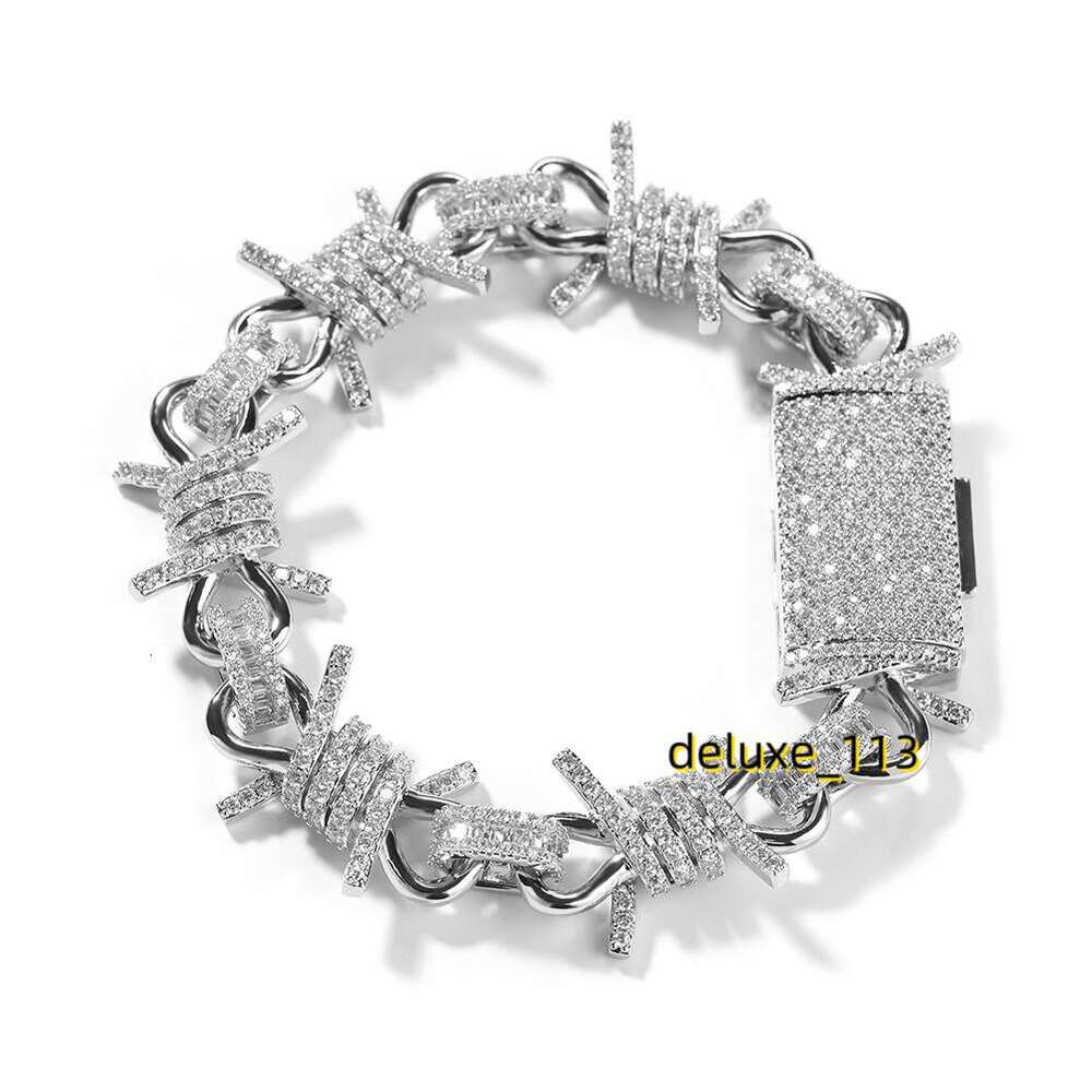 19mm Hip Hop Punk Mens Thorns Cuban k Chain Necklace Bracelets 5A Moissanite Men Heavy Jewelry