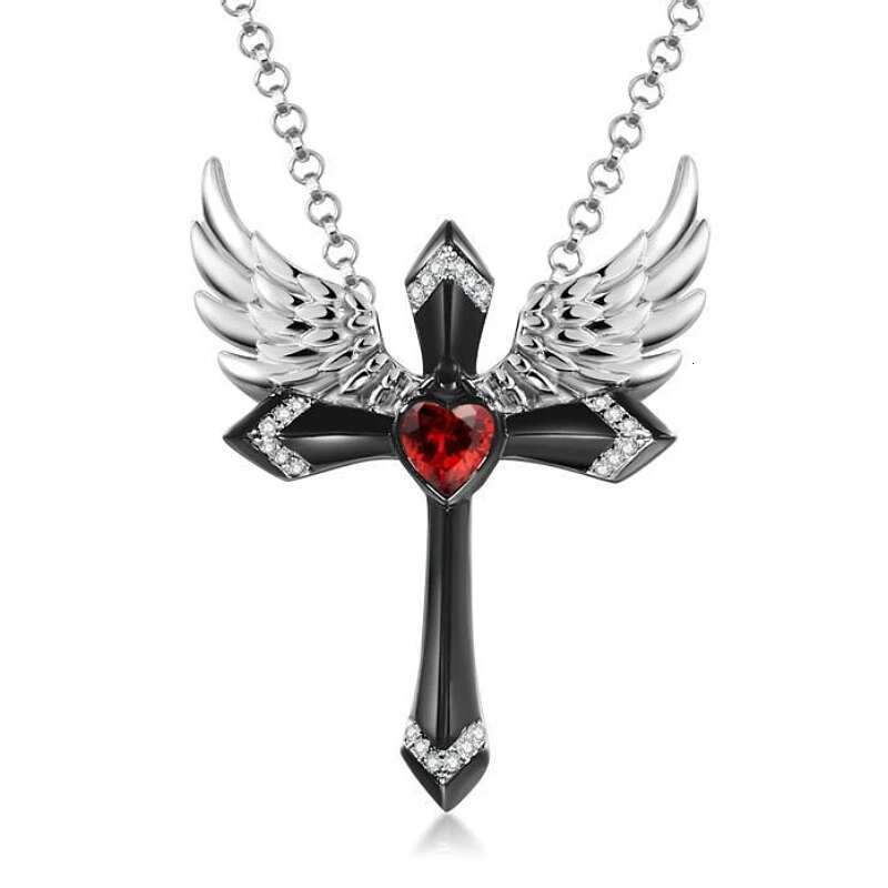 Classic Income Fashion Angel Wings Pendant Necklace Ladies Cross Guardian Jewelry Accessories Anniversary Party Banquet Gifts