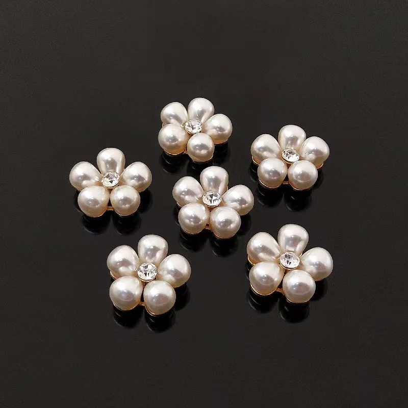 5 Petals pearl flower ABS Pearls Decoration for charms hole shoe buckle accessory Give to girls gift are can wholesale 250218
