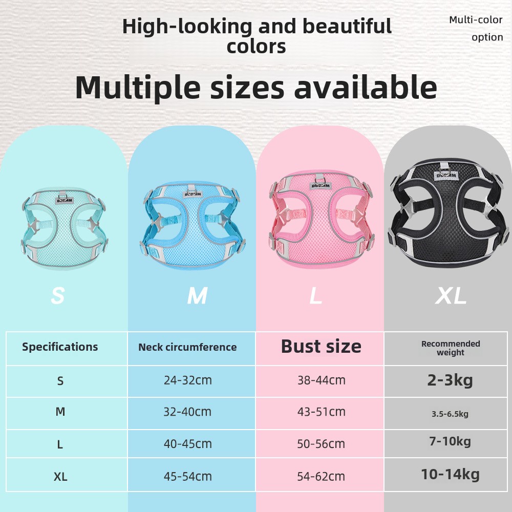Pet chest harness Summer vest style breathable dog harness Breathable dog leash leash for dogs