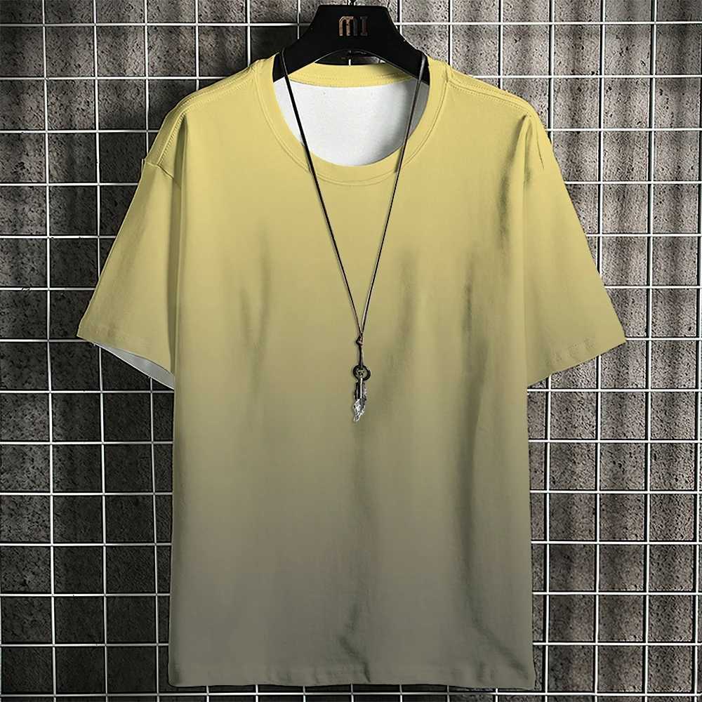 Summer Mens T-shirt Gradient Print Pattern Simple Trend Classic Street Style Designer Mens Clothing Casual High Quality TopT250305