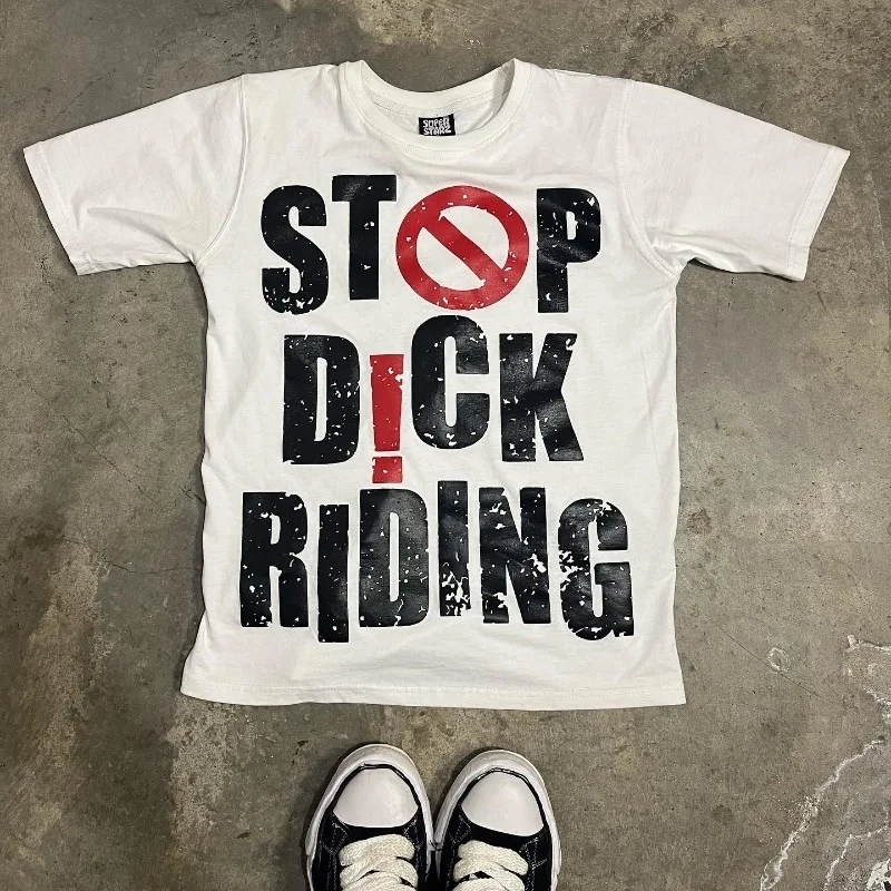 American Retro Spoof Series Letter Printed Short Sleeve Tshirt Men Y2k Korean Harajuku Fashion Couple Loose Trend Top 250225