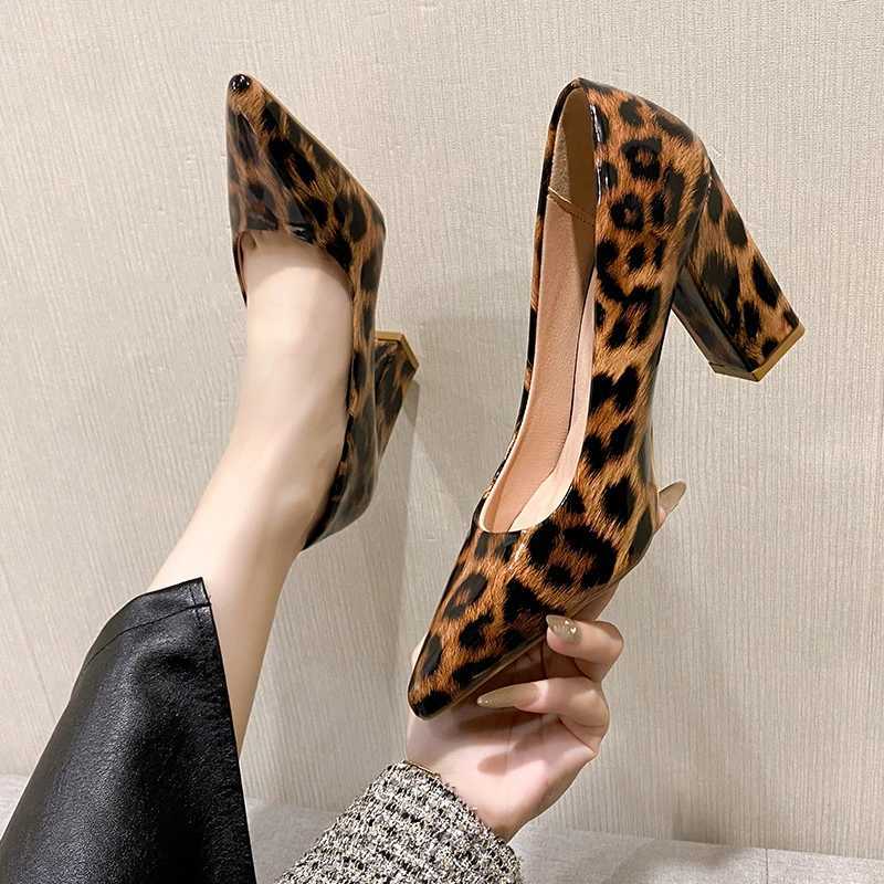 Leopard shoes wen thick h Zapatos Leopard Mujer high heels wen sexy high heels Y250304