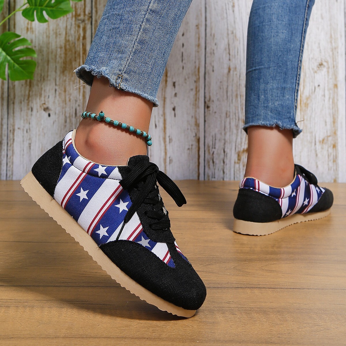 Five pointed star new commuting pattern 2025 plus size blue and white summer casual women's single shoes comfortable ddmykukumalu