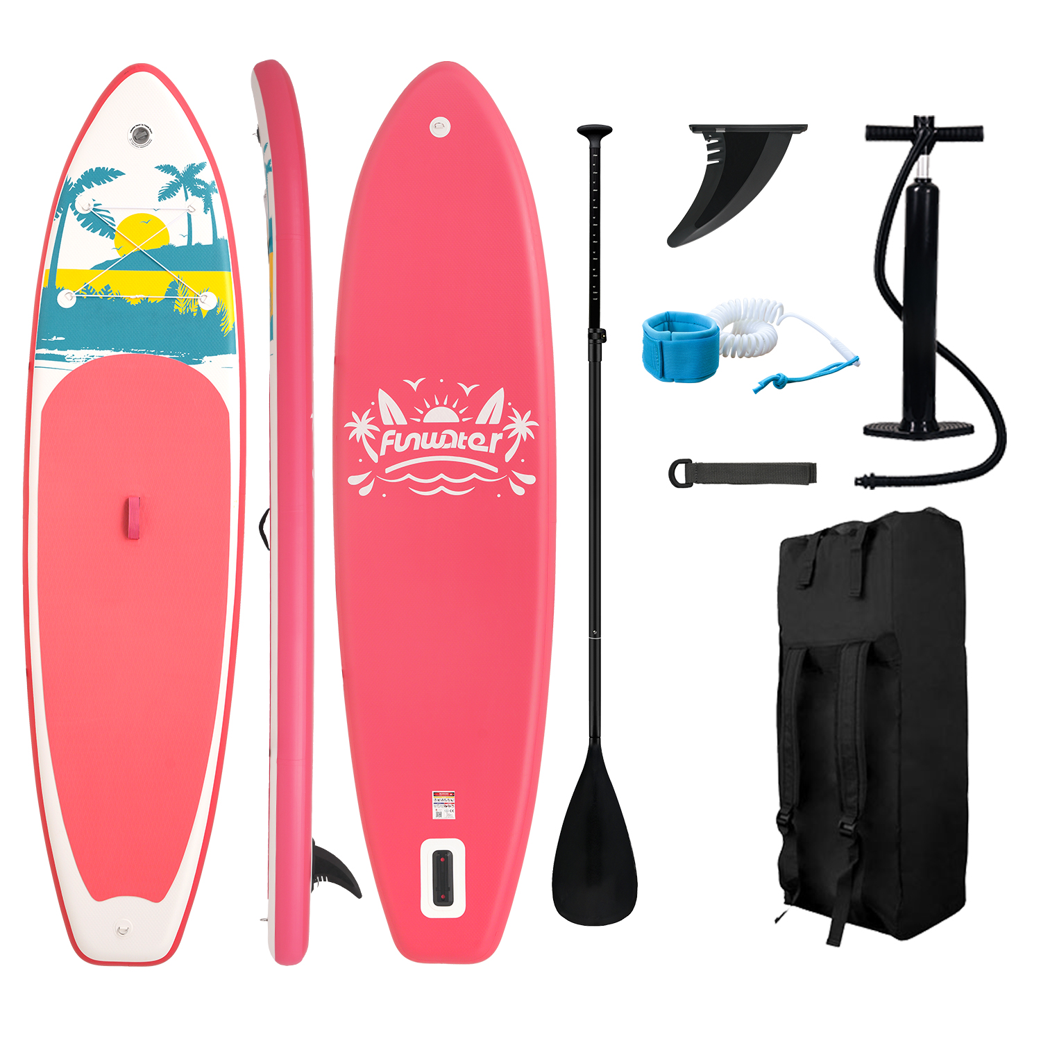 Funwater surfboard Padel stand up paddle board iatable 335 cm SUP paddleboard Tabla Surf paddel Water Sports supboard pump bag koi money coconut tree