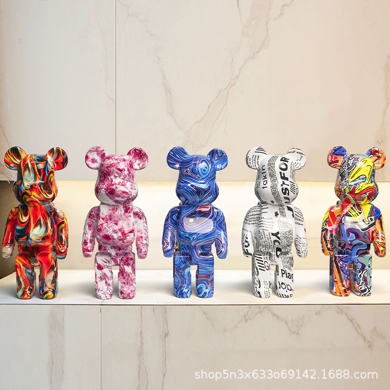 35cm Violent bear ornaments wine cabinet living room TV cabinet cartoon doll building block bear home children soft furnishing h