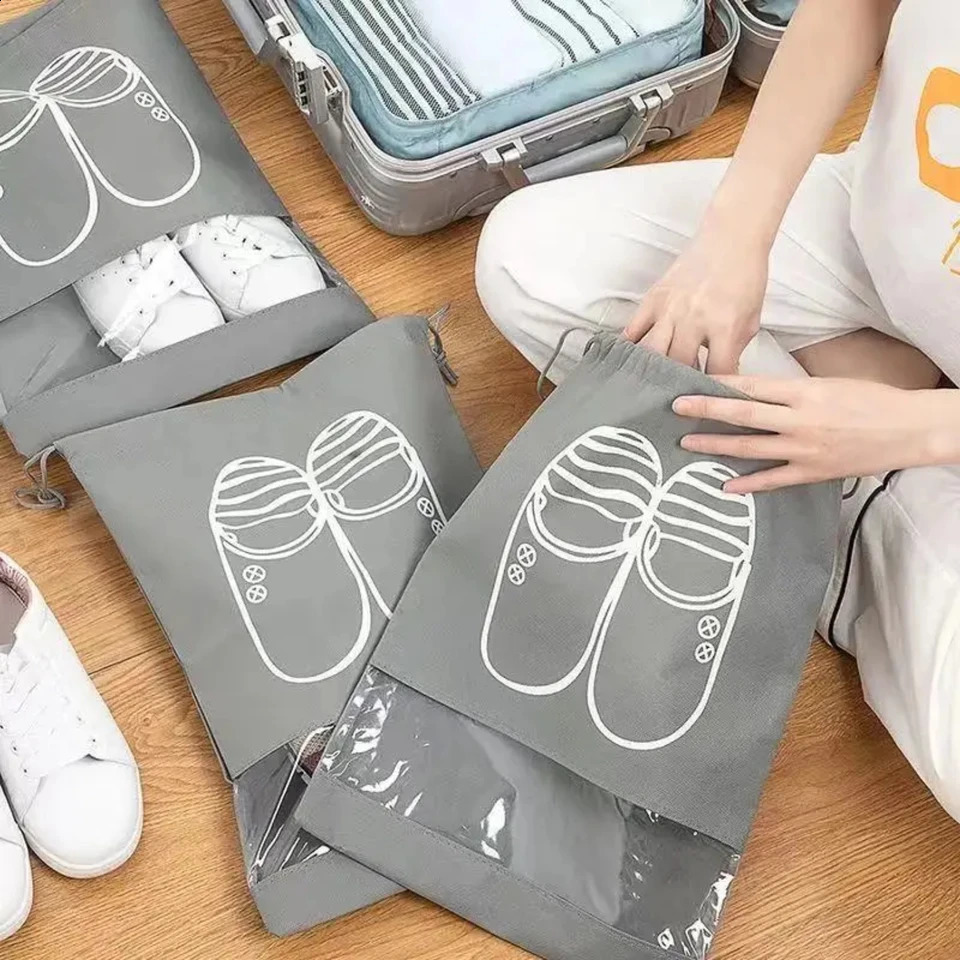 Ship from US Convenient Waterproof and Portable Shoe Storage Bag Set of 5 Lightweight Nonwoven Fabric Closet Organizer for Travel Handy 250305FBB