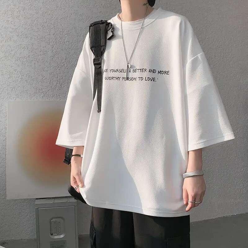 Men's Economy Round Neck Dive Sleeves, Oversized Print, Hip Hop Personality, Streetwear High Street, Summer, Y2K, Y-New At, 2023
