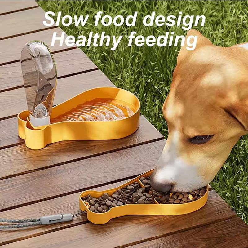 2 in 1 Folding Easy Carry Portable Bottles Foldable Pet Feeder Dog Travel Water Bottle and Bowl With Food Container