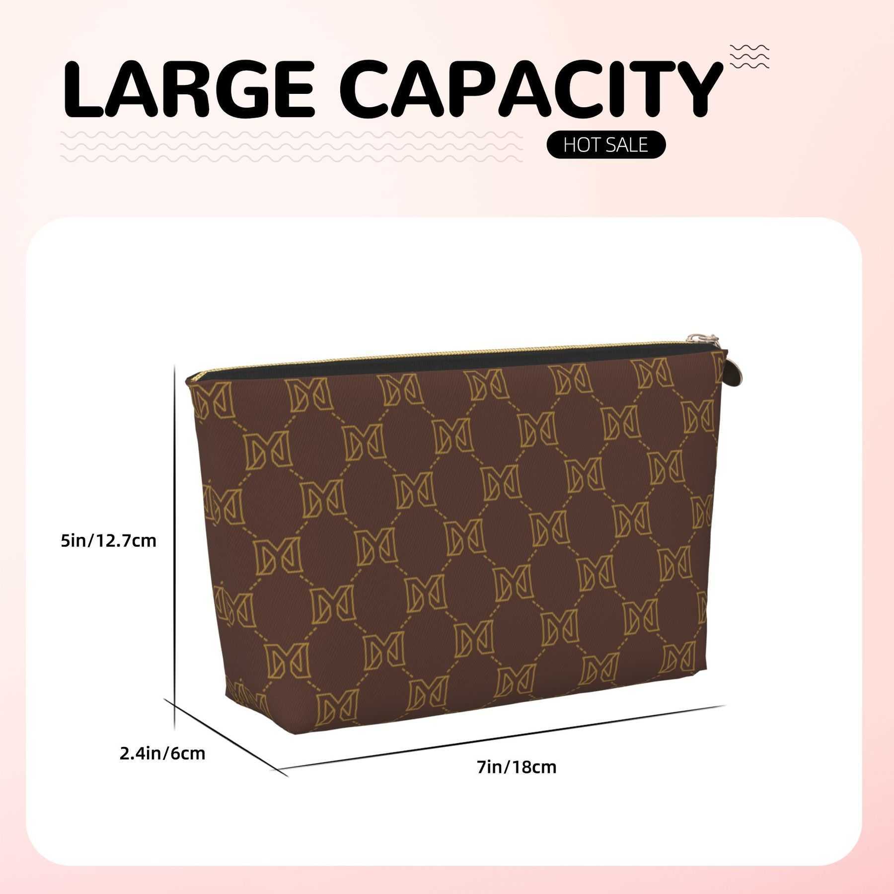 NXY Designer Bag Gold Zipper Cosmetic Bags Luxury Bag Leather Women Brown Makeup Bag Toiletry Cosmetics Pouch Fashion Woman Travel Make Up