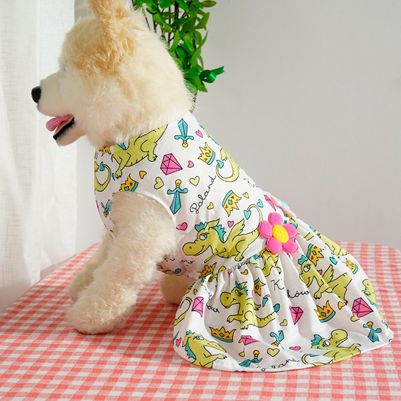 Spring Summer Dog Dresses for Small Medium Puppies Cute Printed Dog Princess Dress Kitten Pet Skirt Poodle Chihuahua Apparel