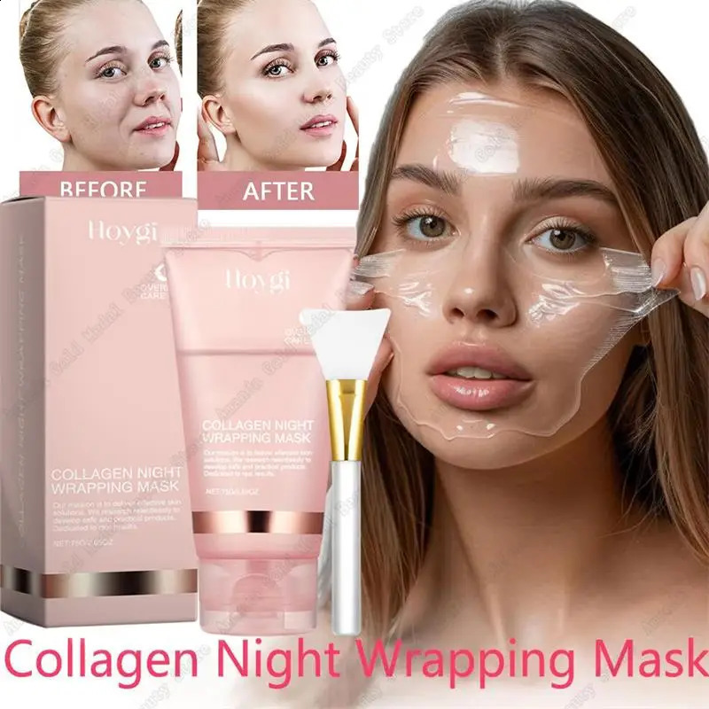 Night Collagen Wrapping Mask Rejuvenation Moisturizing Brightening Korean Face Mask Make Glowy Skin Elasticity Facial Mask 75ml 250305
