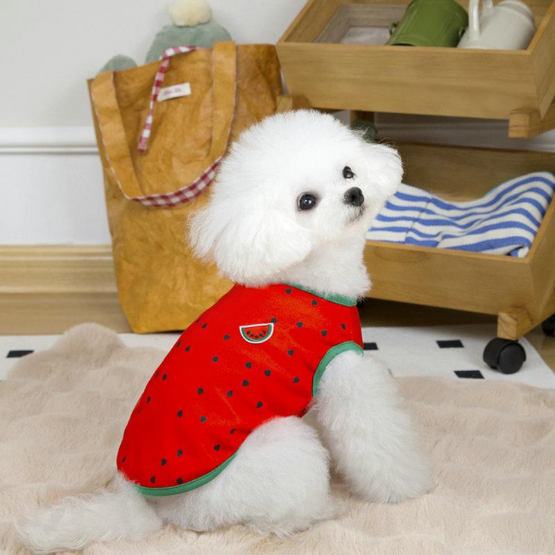 Dog Summer Clothes Puppy Summer Clothes Soft Breathable Dog Cat Shirt Cute Watermelon Pineapple Outfit Clothes For Small To