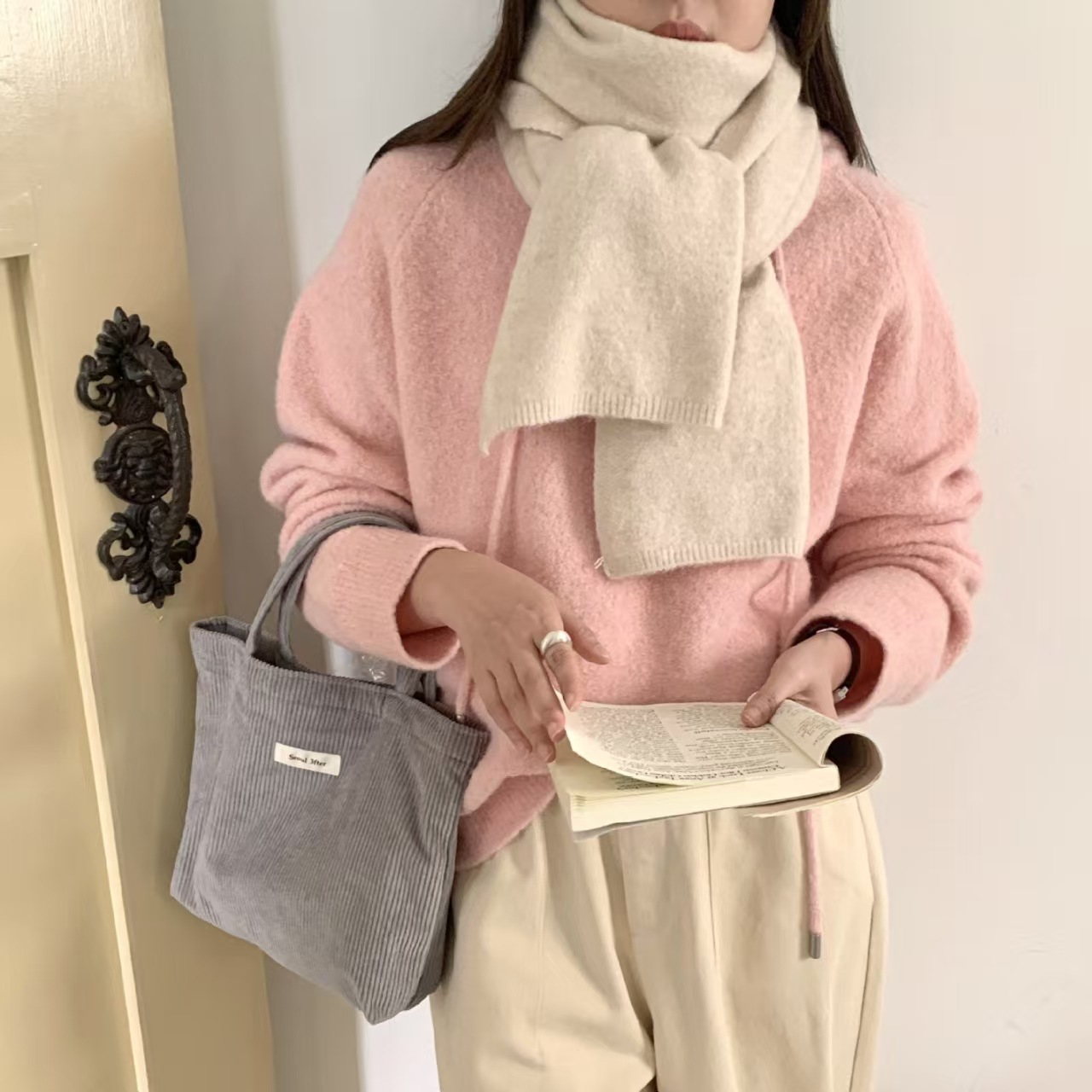K045 Japanese and Korean autumn and winter new solid color wool blended scarf, warm, simple, high-end, versatile scarf, factory direct sale for women