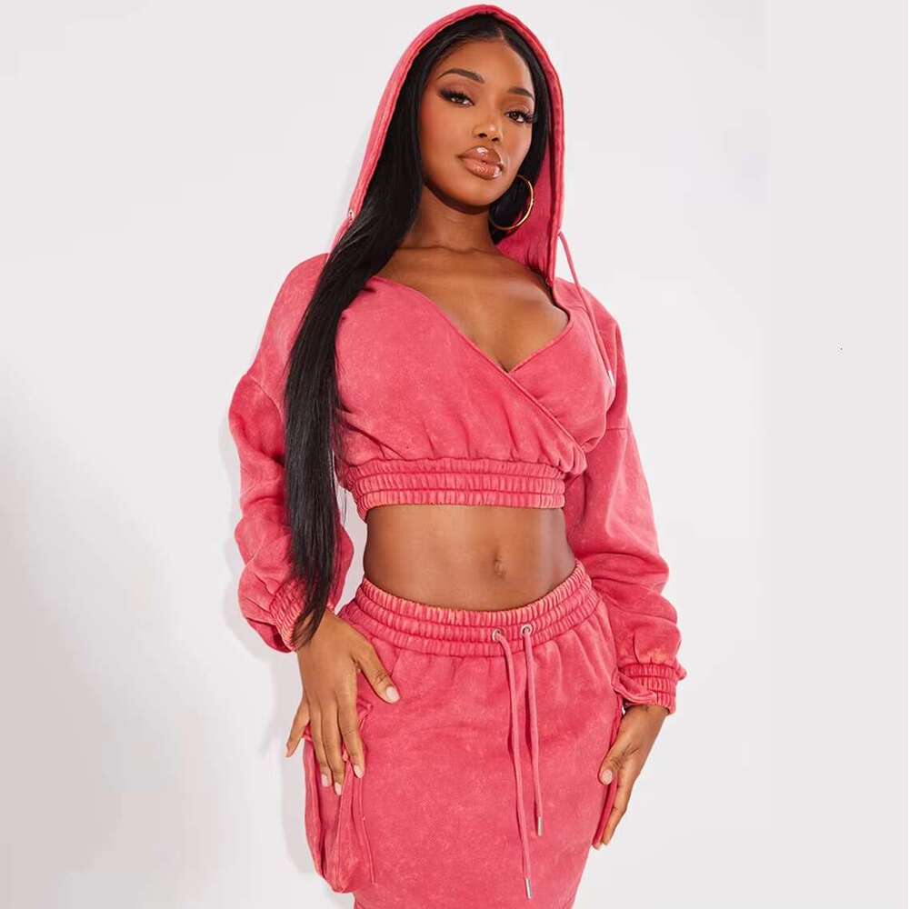Custom Y2k Streetwear Sexy Women 80% Cotton 20% Polyester French Terry Pullover Cropped Washed Faded Hoodie