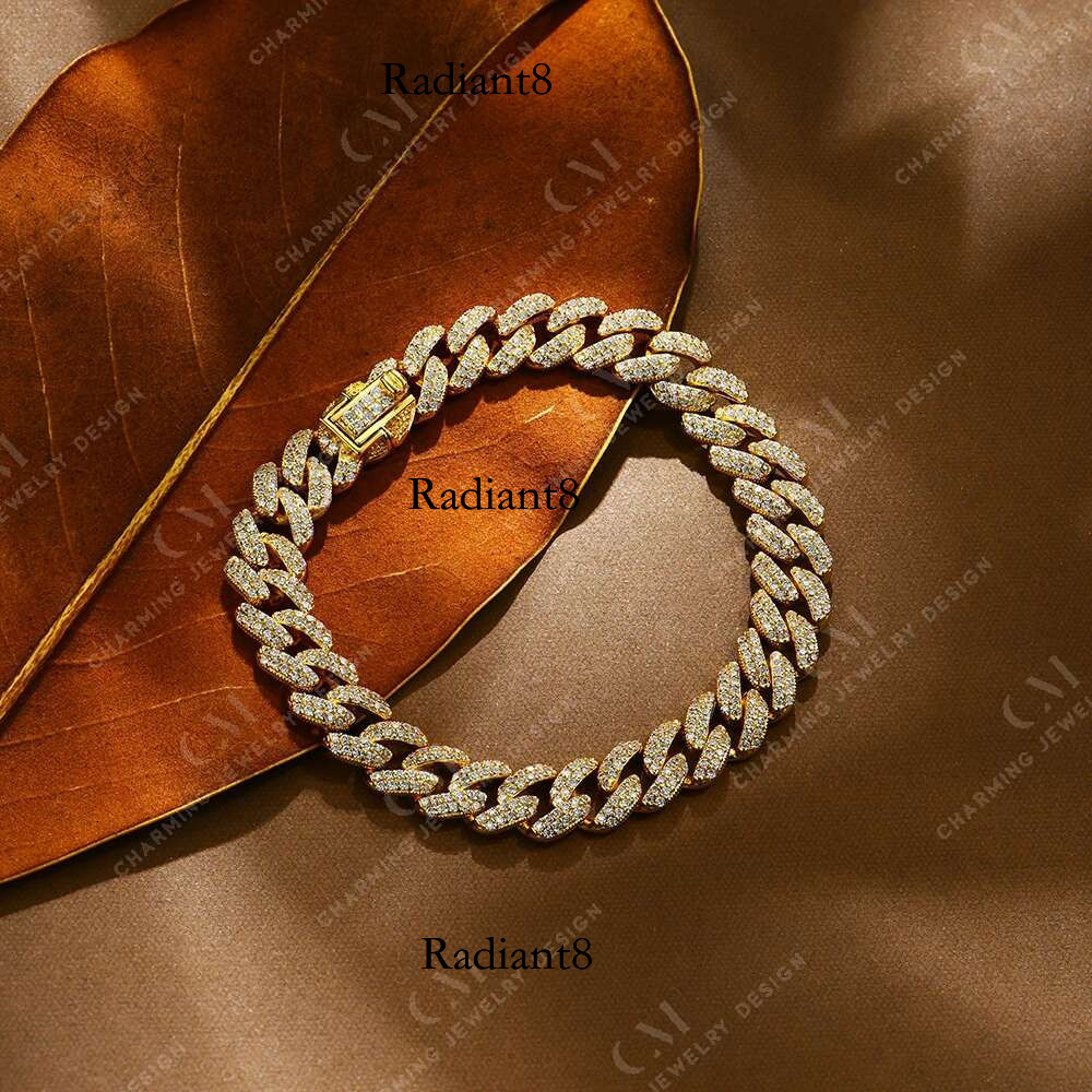 CHARMING Top Quality Sterg Sier Gold Plated Tennis Bracelets Sparkg Moissanite for Man Women party Jewelry Gift