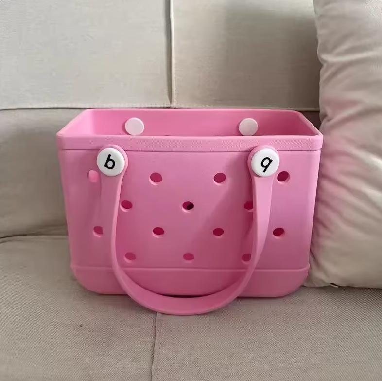 Small EVA Waterproof Summer Storage Basket Mini Beach Women Shopping Picnic Rubber Jelly Tote Bogg Bag Kid Purses FY1020 0306