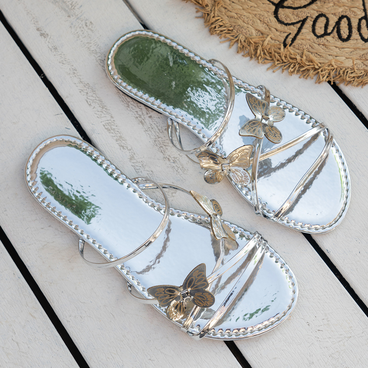 Women's casual 2025 plus size sandals new spring/summer flat top bow ddmykukumalu
