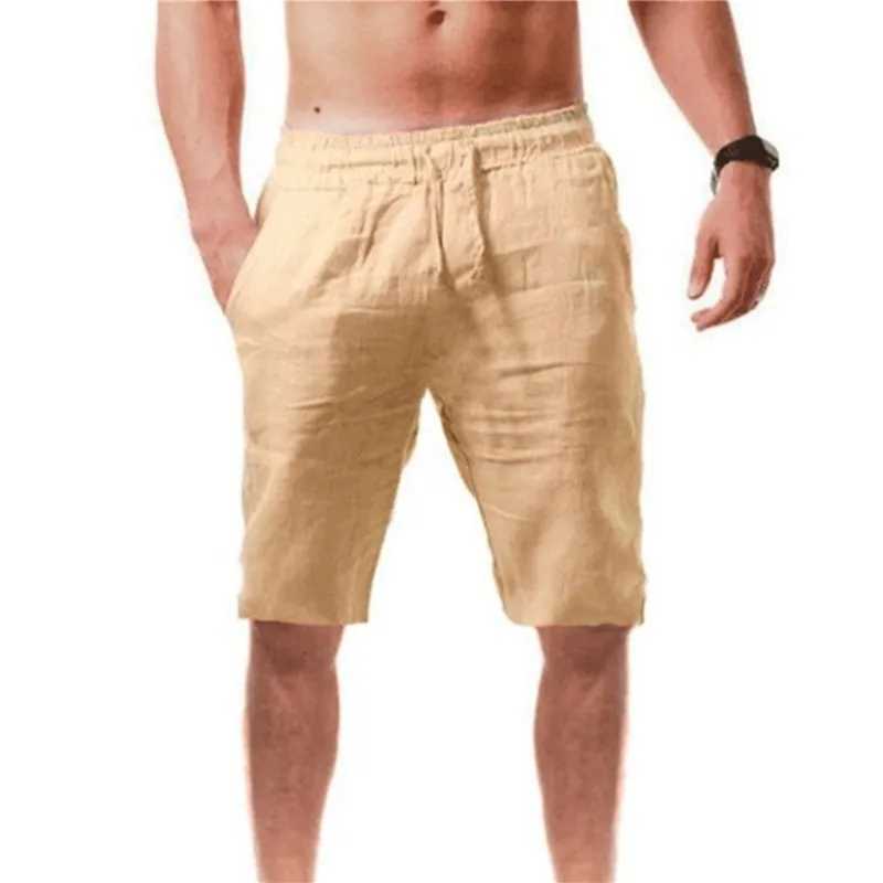 New mens cotton linen shorts for summer leisure breathable solid color linen shorts for fitness streetwearXJ250407
