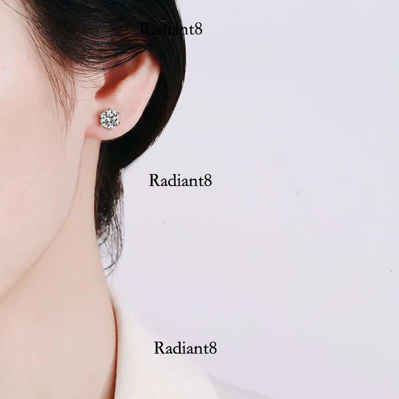 Smyoue Certified 0.2-2ct D Color Moissanite Stud Earrings for Women White Gold Sterg Sier Brilliant Lab Dia Earring
