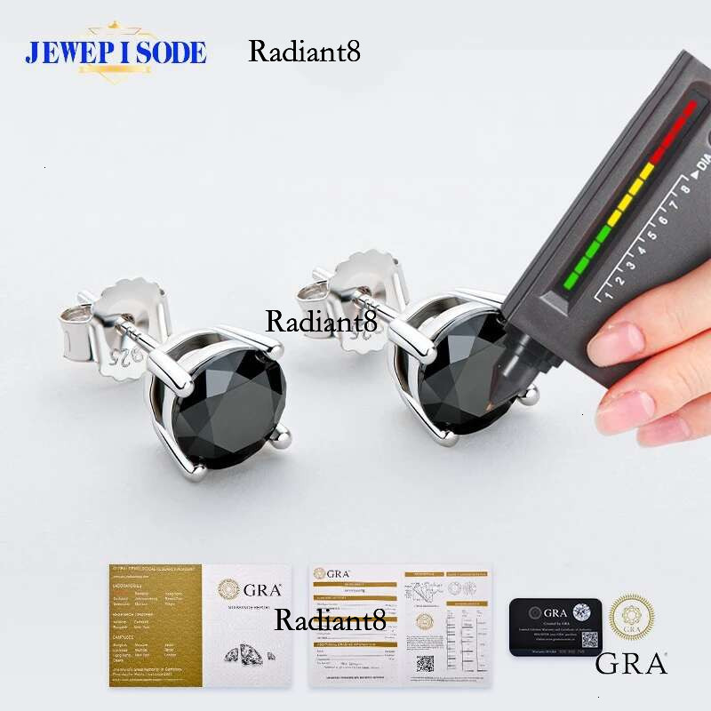 Promotion 0.3-2CT Black Moissanite Stud Earrings for Women Man Sterg Sier Wedding Party Daily Wear Jewelry Gift