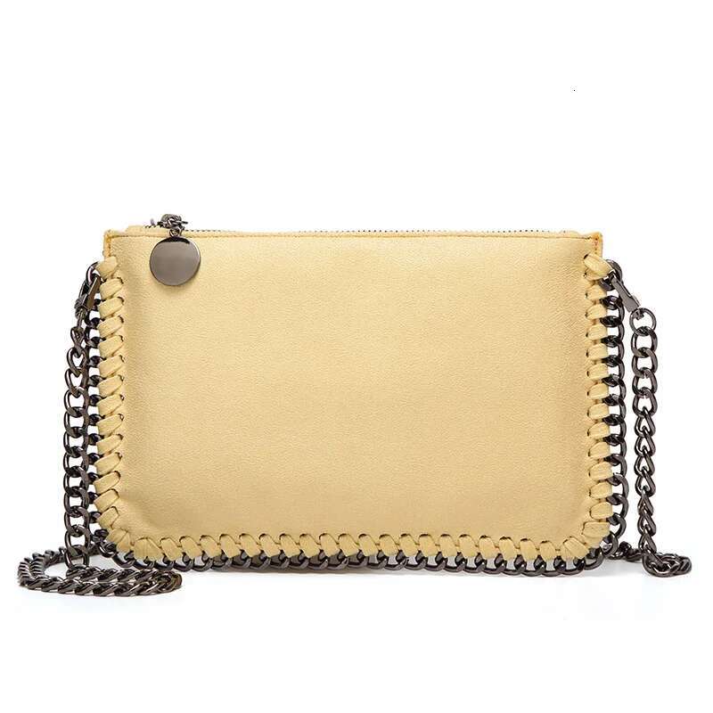 Design Metal Plate Braided Chain Solid Color Shoulder Crossbody Mobile Phone Female Purse Small Pouch Chic Bag