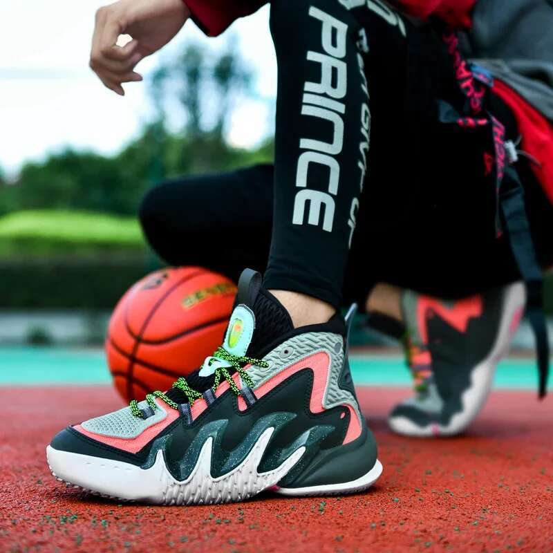 Top-quality Basketball Men Chinese Style Chunky Sneakers Outdoor High-top Sports Fashion Flame Design Walking Shoes free shipping shoes