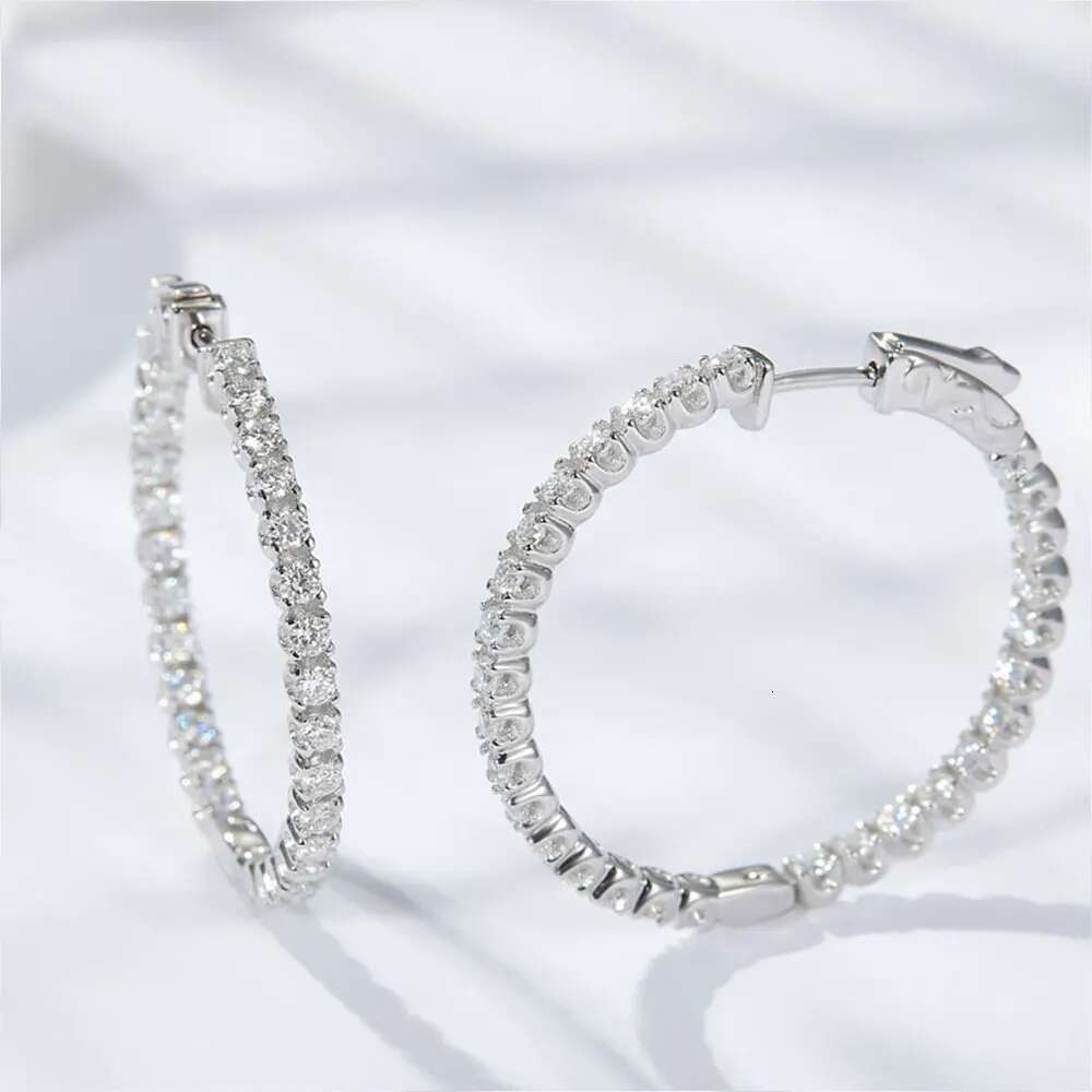 Hoop Moissanite Earrings for Women GRA Certified 2mm D VVS1 s Sterg Sier Plated White Gold Dia Wedding Earring