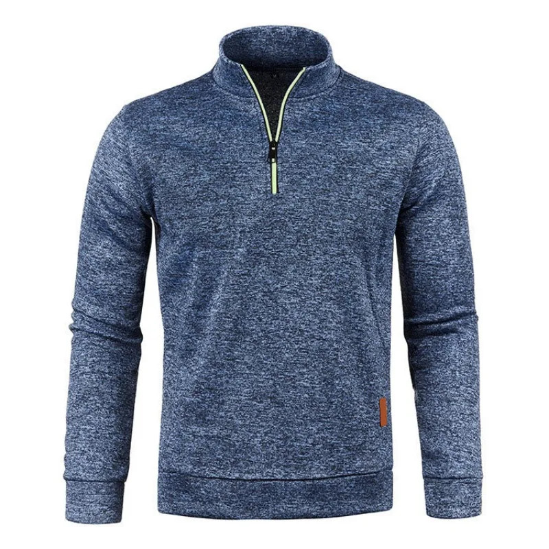 Autumn Mens Half Zipper Sweatshirts Long Sleeve Solid Color Pullover Turtleneck Streetwear Winter Warm Jacket Sport Coats 250304
