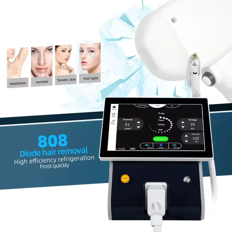 Professional Ice Titanium 808 Diode Hair Removal Powerful 2000W Ice Point Painless Non-invasive Hair Removal Depilation Skin Rejuvenator Machine