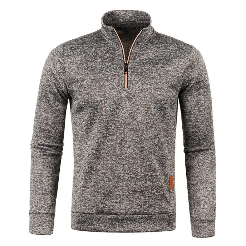 Autumn Mens Half Zipper Sweatshirts Long Sleeve Solid Color Pullover Turtleneck Streetwear Winter Warm Jacket Sport Coats 250304