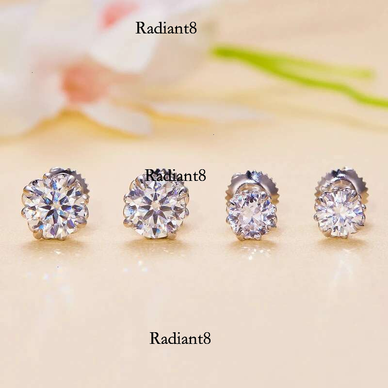 Bamoer U 0.5/1CT D Color VVS1 EX Moissanite Stud S Platinum Plated Earrings Lab Dia Shining Valentine's Day Gift