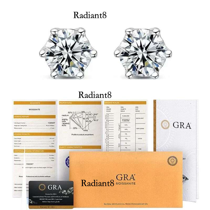EWYA 0.5-2ct Moissanite Screw Stud D Color Sterg Sier 6 Prong Dia Earrings For Women Wedding Fine Jewelry