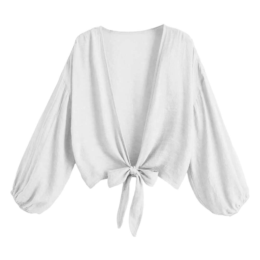 Women's New Cover-Ups Cotton Beach Shirt Summer Tops Casual Midi Dresses Fashion Solid Loose Tunics Female Swimwear Km-Ly