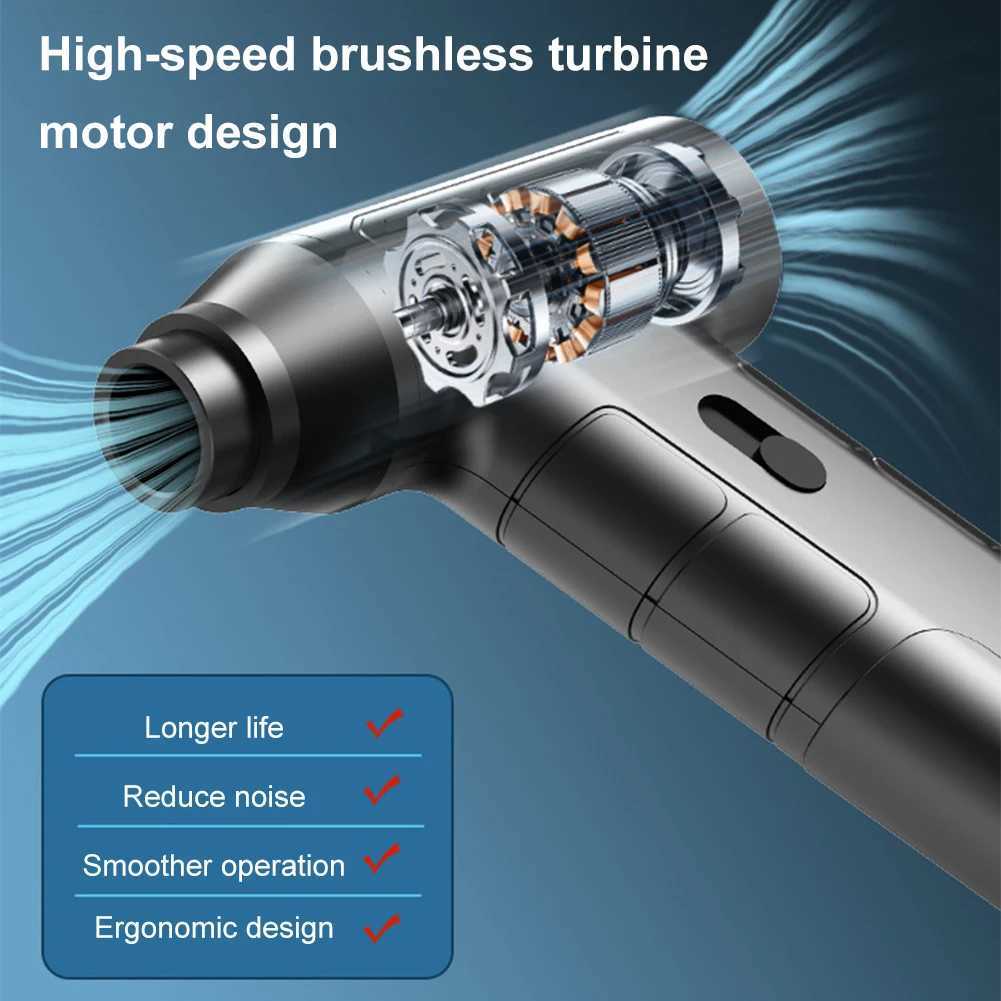Hair Dryers 2 in 1 Air Blower Vacuum Cleaner 110000 RPM 4000mAh PC Dusters Rechargeable Cordless Air Blower for Keyboard Computer Cleaning z250305