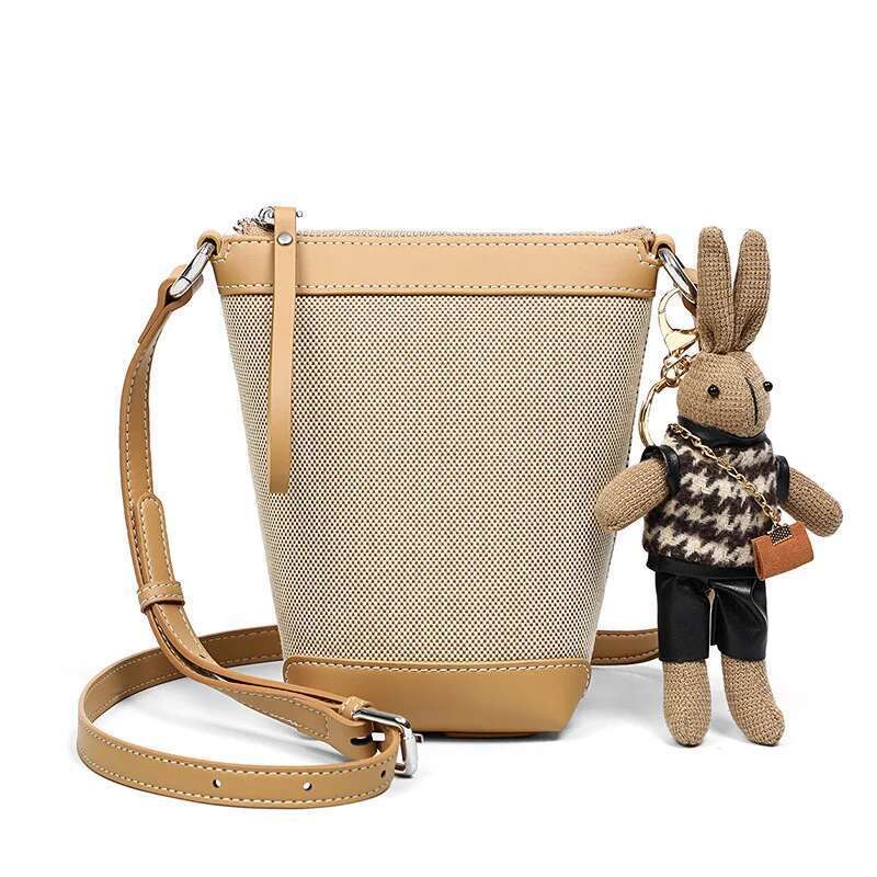 Mobile Phone New 2024 Crossbody Female Canvas Bucket Bag Autumn And Winter High-Grade Lightweight Bags