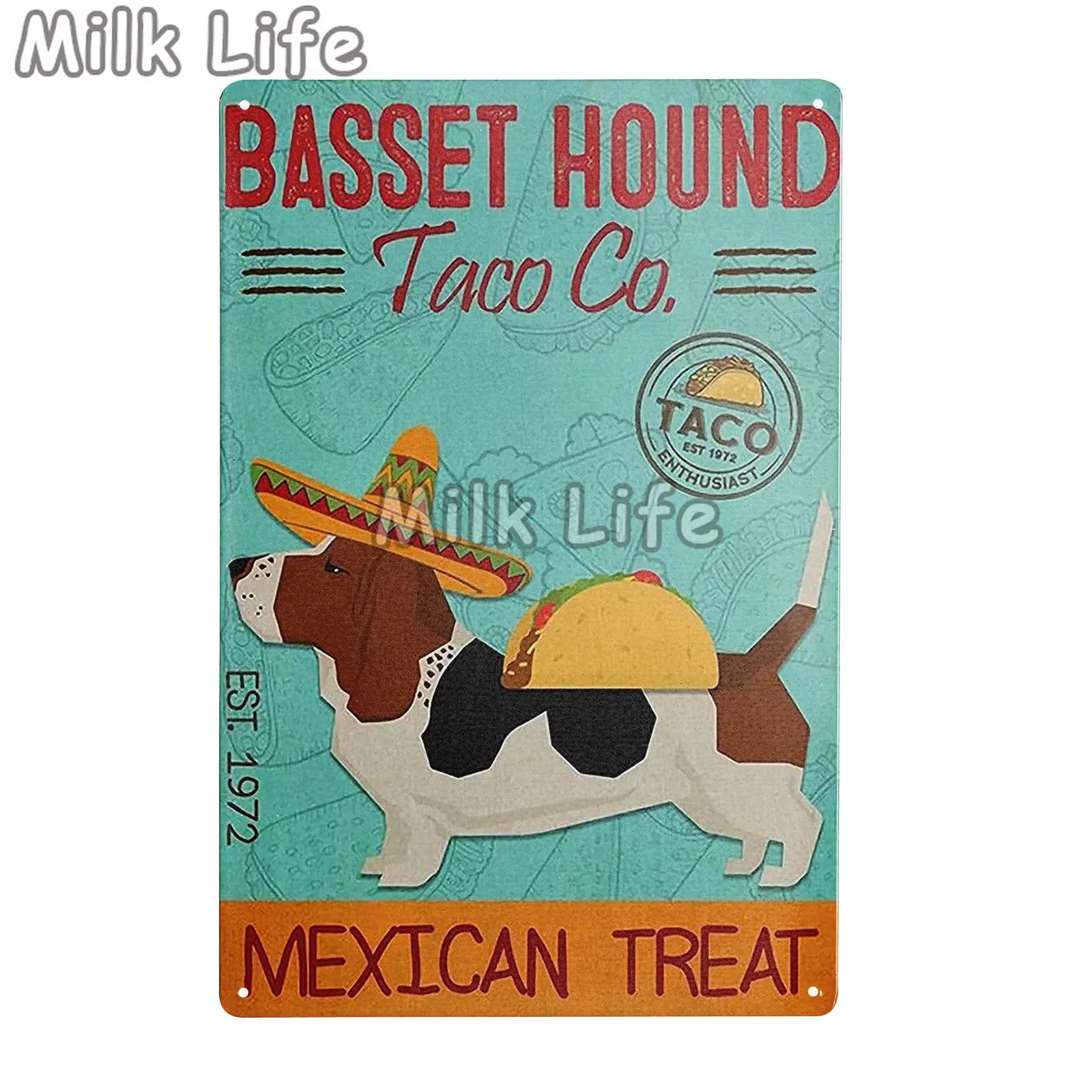 Basset Hound Dog Metal Sign Tin Poster for Home Room Bar Pub Cafe Kitchen Pet Shop Restaurant Wall Art Painting Decor 20*30 CM