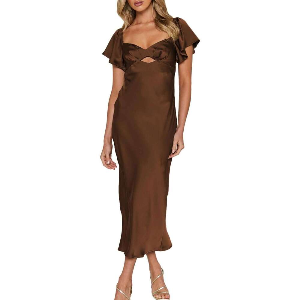 Europe and the United States sexy long skirt V-neck wrap buttock irregular midlength cocktail dress woman