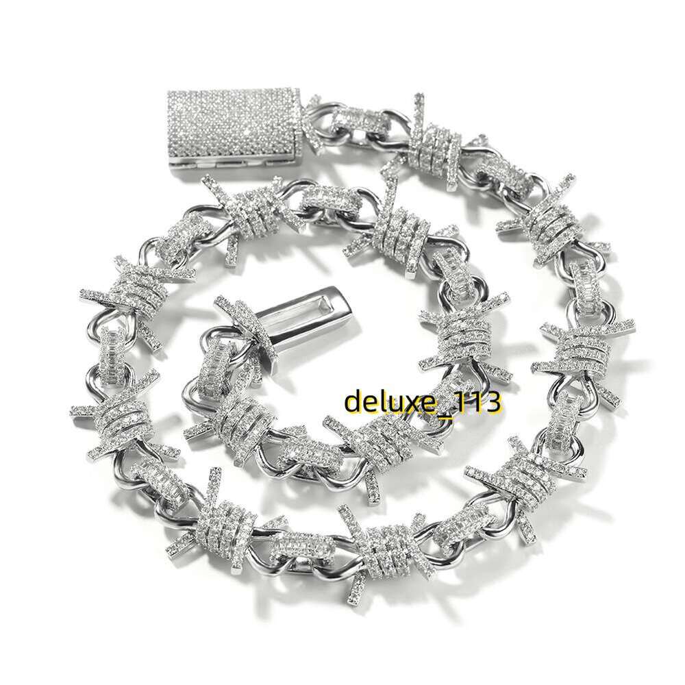19mm Hip Hop Punk Mens Thorns Cuban k Chain Necklace Bracelets 5A Moissanite Men Heavy Jewelry