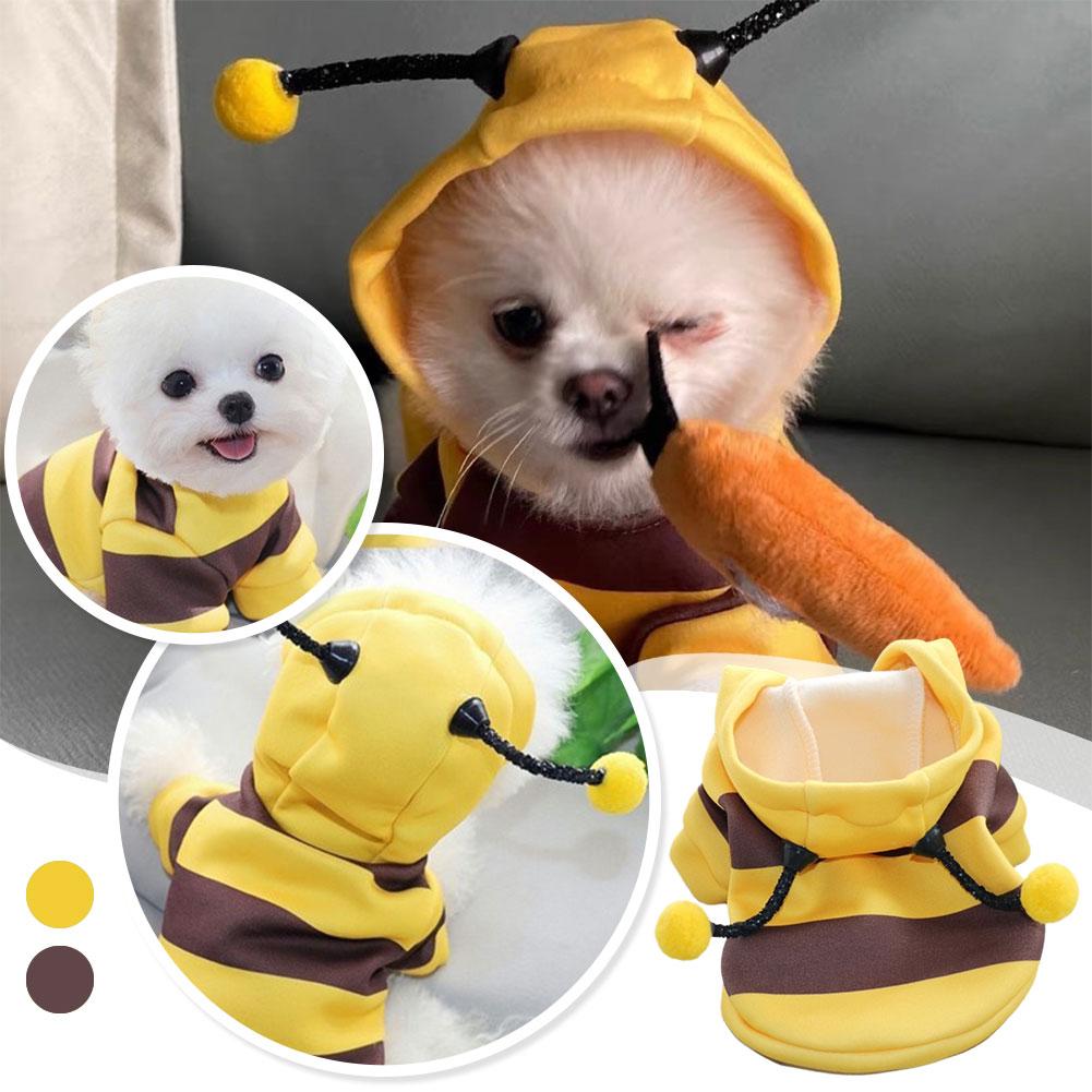 1pc Bee Pet Puppy Coat Apparel Outfit Fleece Clothes Costume Hoodie Dog Halloween Dog Sweater Fancy Cat Cosplay Hoodies J4T6
