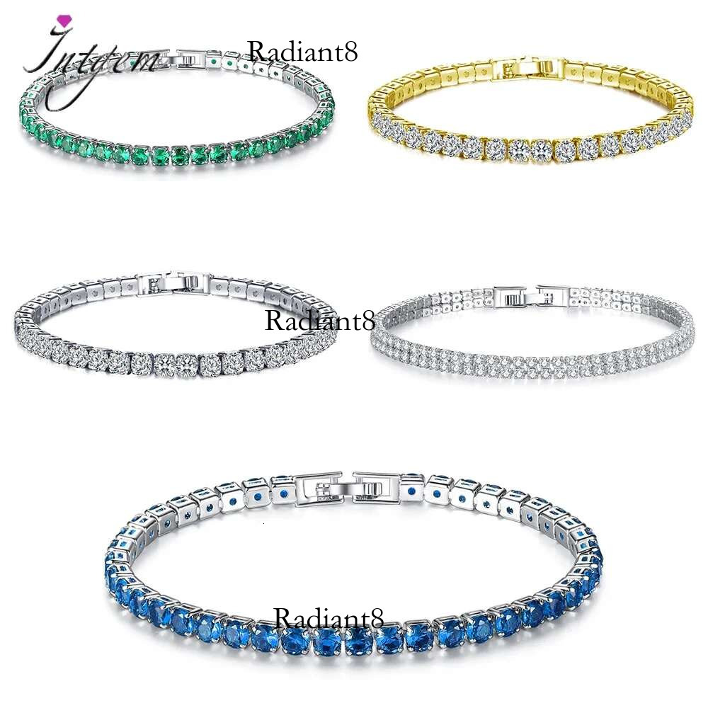 Hip Hop Inlaid 4MM Cubic Zirconia Crystal Tennis Bracelet Jewelry for Men and Women Gold Sier Bracelets