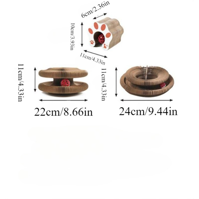 Interactive Cat Scratcher Toy with Rolling Balls - Foldable Magic Organ Design Cardboard Construction Play Exercise for Kittens