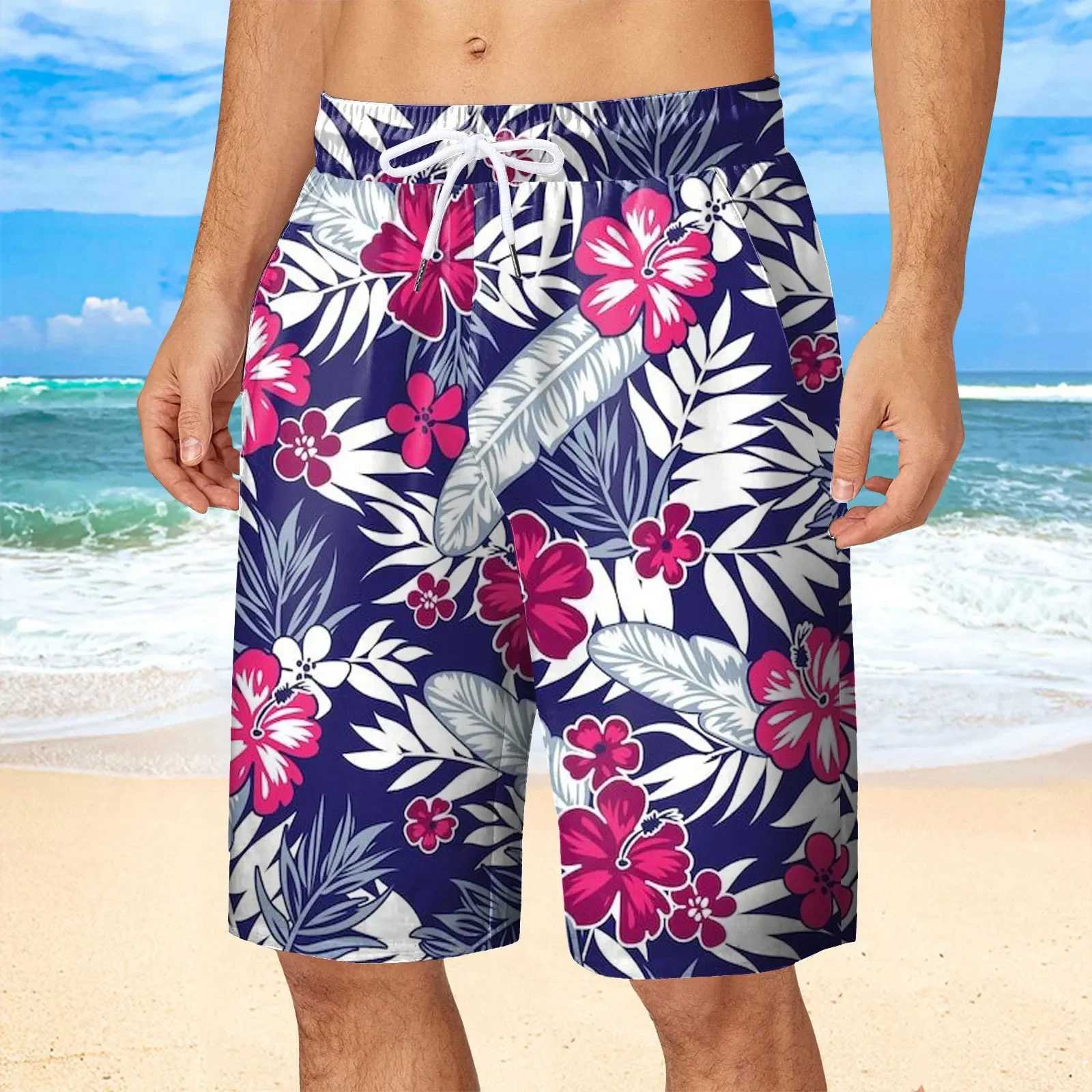 Hawaii Vacation Beach Shorts For Men 3d Printed Flower Casual Short Pants Board Shorts Elastic Bandage Swimsuit Swim TrunksXJ250304