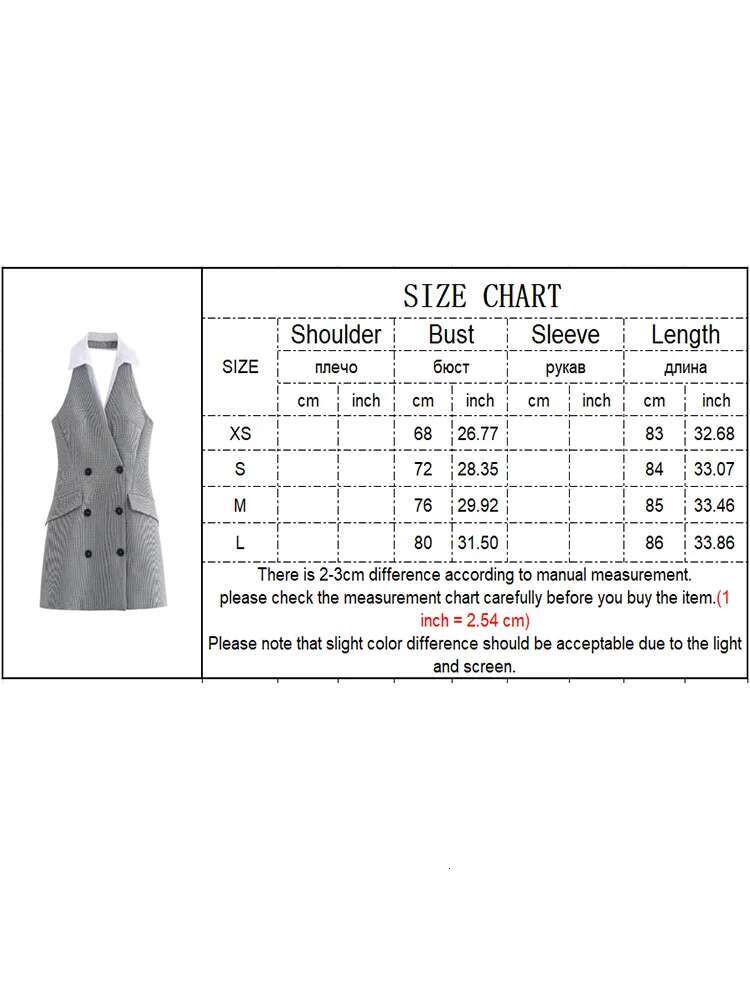 Fashion Women Plaid Halter Mini Dresses Pffice Ladies Sleevless Double Breasted Slim Chic Elegant Party Dress