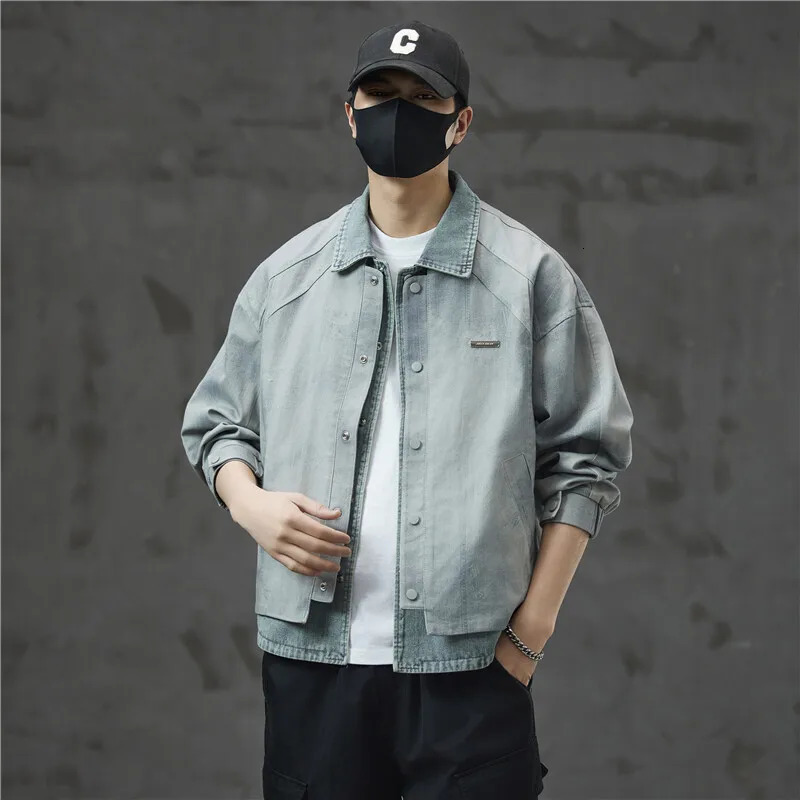 Spring and Autumn Short sleeved Mens Street Clothing Fashion Loose Casual Retro Cowboy Bomber Jacket City Boys Jeans 250225
