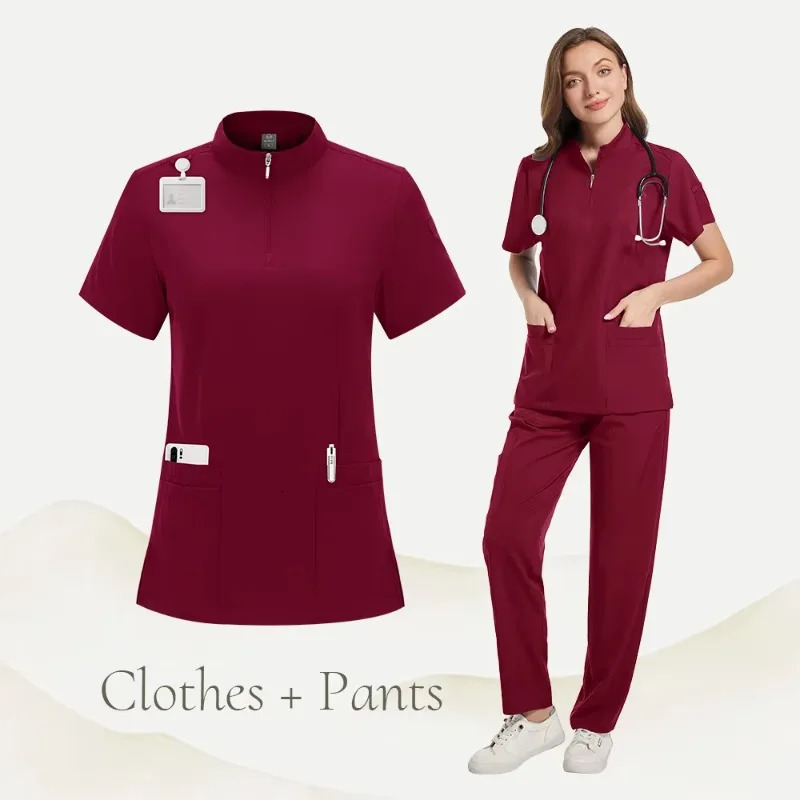 Hospital Scrub Suits Nurse Uniform Women Clothing for Doctor Scrub Set Beauty Work Clothes Surgery Top Pants 250304