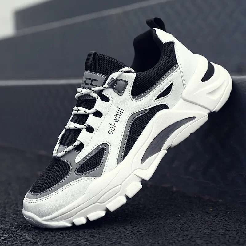 Men's Sneakers Lace Up 2025 New Autumn Breathable Mesh Leisure Thick Soled Comfort Non Slip Outdoor Running Shoes
