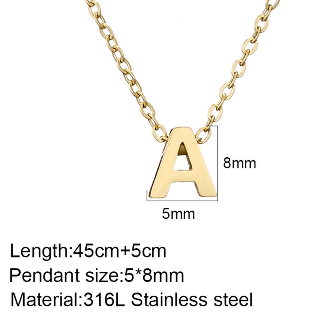 stainless steel Initial Gold Color Cut Letters Single Name Choker Necklace For Women Pendant Jewelry Gift dropshipping