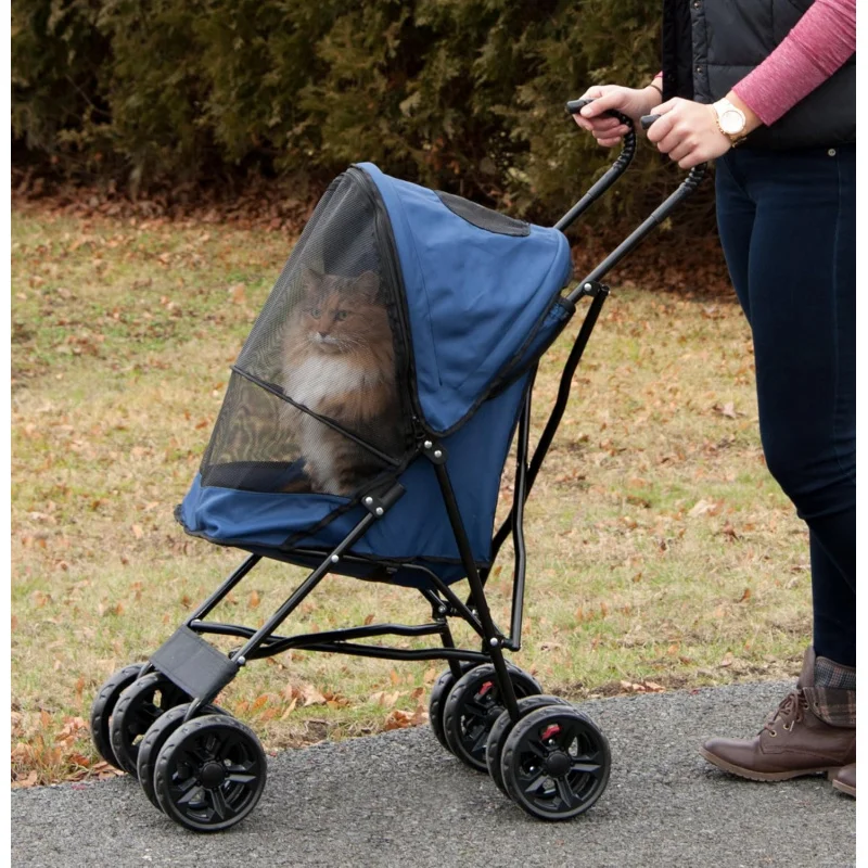 Pet Gear Travel Lite Plus Stroller, Compact, Easy Fold, No Assembly Required, Large Wheels for Cats and Dogs up to 15 pounds